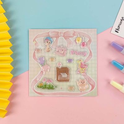 Distinct Layers Cartoon Sticker Sheet Three Dimensional Stickers Convex Air
