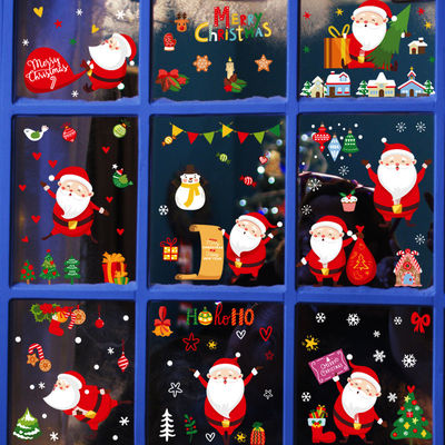 Transparent PVC Snowman Window Stickers 0.1mm Merry Christmas Gift Stickers
