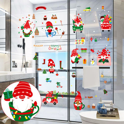 0.1mm Electrostatic Window Stickers Santa Claus Wall Stickers For Party