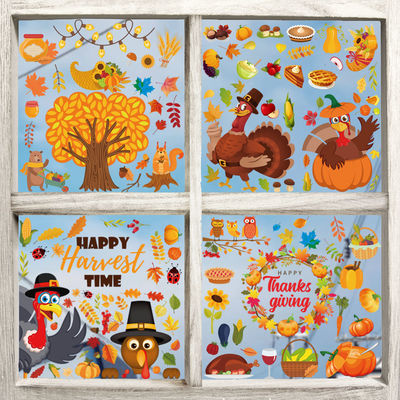 Luminous Electrostatic Window Stickers Turkey Maple Leaf Window Sticker