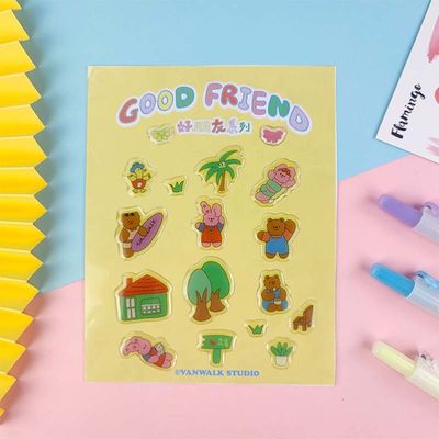 UV Transparent 3d Epoxy Stickers Sprinkle Gold Cartoon Character Stickers