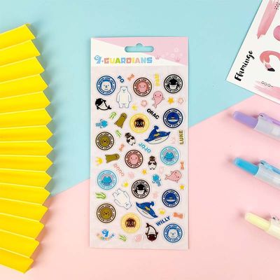 Pet Adhesive 3D Cartoon Stickers UV Offset Printing Package Seal Stickers