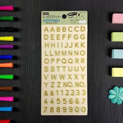 Non Toxic Hot Foil Stamping Stickers Alphanumeric Custom Embossed Stickers