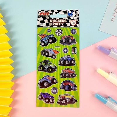 Non Toxic Cartoon Sticker Sheet 1.25mm Puffy 3d Stickers Soft Elastic