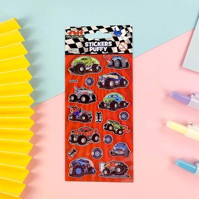 Non Toxic Cartoon Sticker Sheet 1.25mm Puffy 3d Stickers Soft Elastic