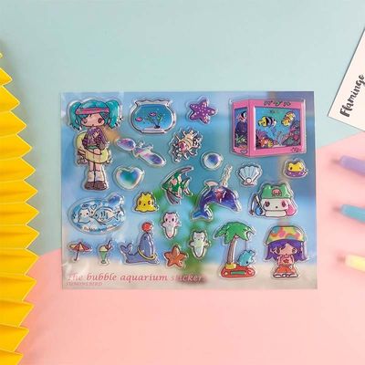 Milky PVC Cartoon Sticker Sheet Water Gel Red Bubble Stickers 3D Concave Convex