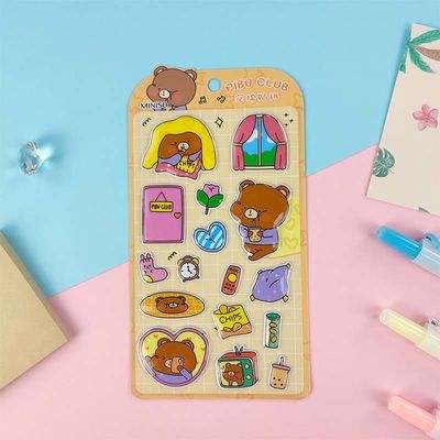 0.7mm Cartoon Sticker Sheet Soft Elastic 3D Puffy Stickers For Business Gifts