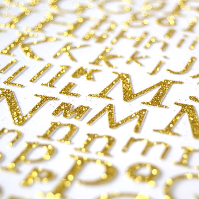 Gold Heart Glitter Vinyl Stickers 2.5mm Die Cut Glitter Stickers For Scrapbooking