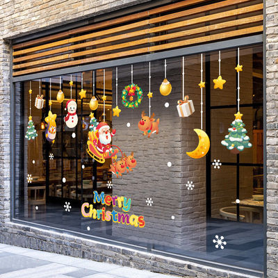Static Merry Christmas Window Stickers 0.15mm New Year Stickers