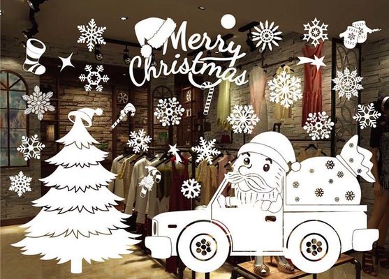 Static Merry Christmas Window Stickers 0.15mm New Year Stickers