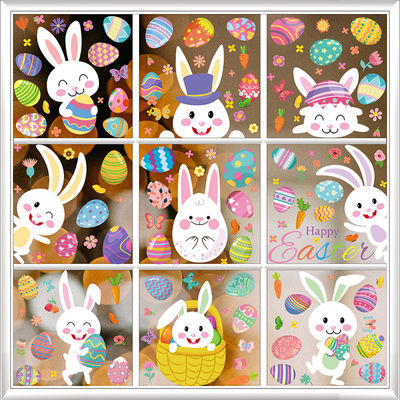 Easter Egg Festive Stickers 0.01mm Window Glass Sticker For Easter Party Scenes
