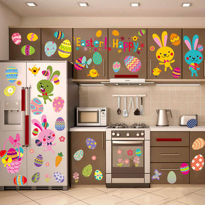 Easter Egg Festive Stickers 0.01mm Window Glass Sticker For Easter Party Scenes