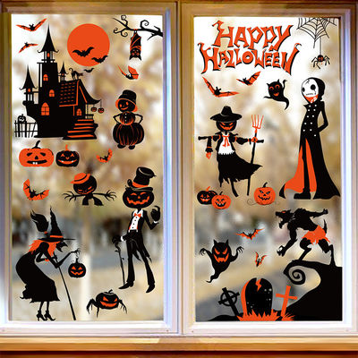 Customization Halloween Party Sticker Witch Pumpkin Electrostatic Window Stickers