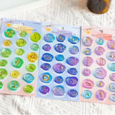 Custom Logo Decoration Used Self Adhesive Transparent Wax Seal Sticker