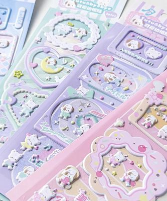 50 Sheets Pack Cartoon Sticker Sheet Smooth Surface For Business Use