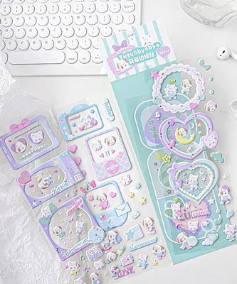 50 Sheets Pack Cartoon Sticker Sheet Smooth Surface For Business Use