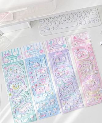 50 Sheets Pack Cartoon Sticker Sheet Smooth Surface For Business Use