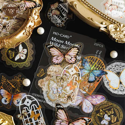 Vintage Plant Gilded PET Sticker Aesthetic Planning Sticker DIY Handmade Decorative Scrapbook