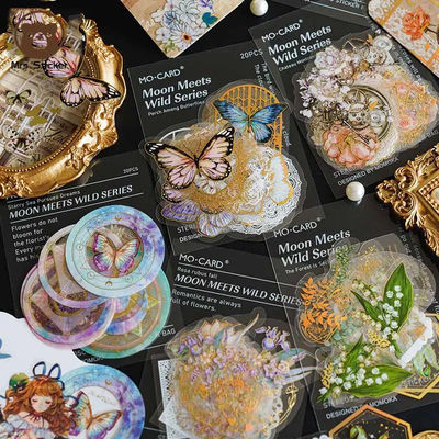 Vintage Plant Gilded PET Sticker Aesthetic Planning Sticker DIY Handmade Decorative Scrapbook