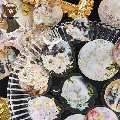 Vintage Plant Gilded PET Sticker Aesthetic Planning Sticker DIY Handmade Decorative Scrapbook