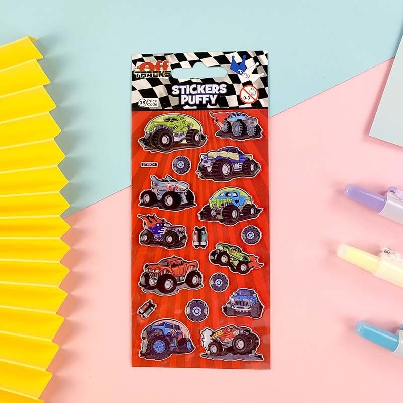 Non Toxic Cartoon Sticker Sheet 1.25mm Puffy 3d Stickers Soft Elastic