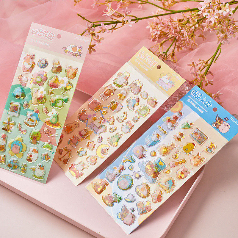 OEM Cute Design 3D Epoxy Stickers Crystal Sticker Stationery Decorative PVC Sticker For Kids Cartoon